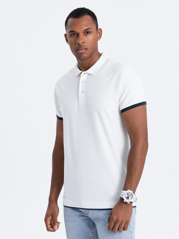 Ombre Clothing Bela moška polo majica Ombre Clothing