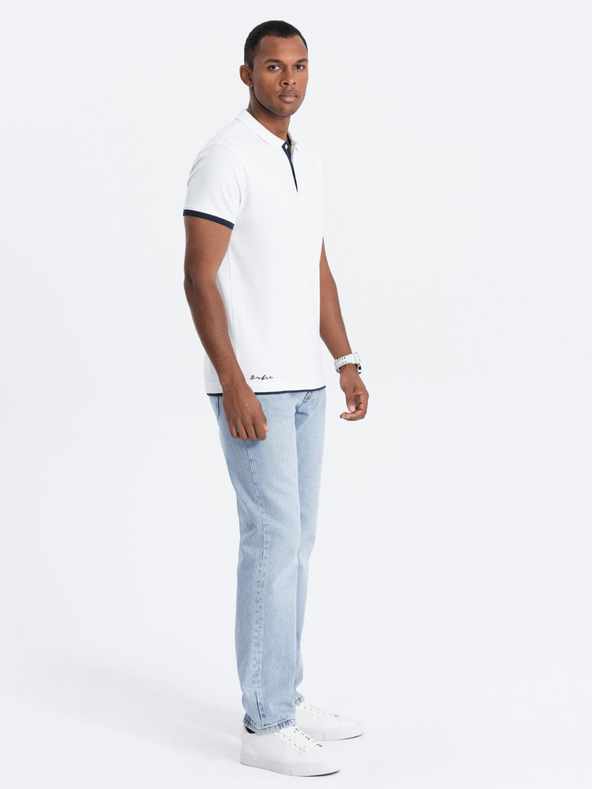 Ombre Clothing Bela moška polo majica Ombre Clothing