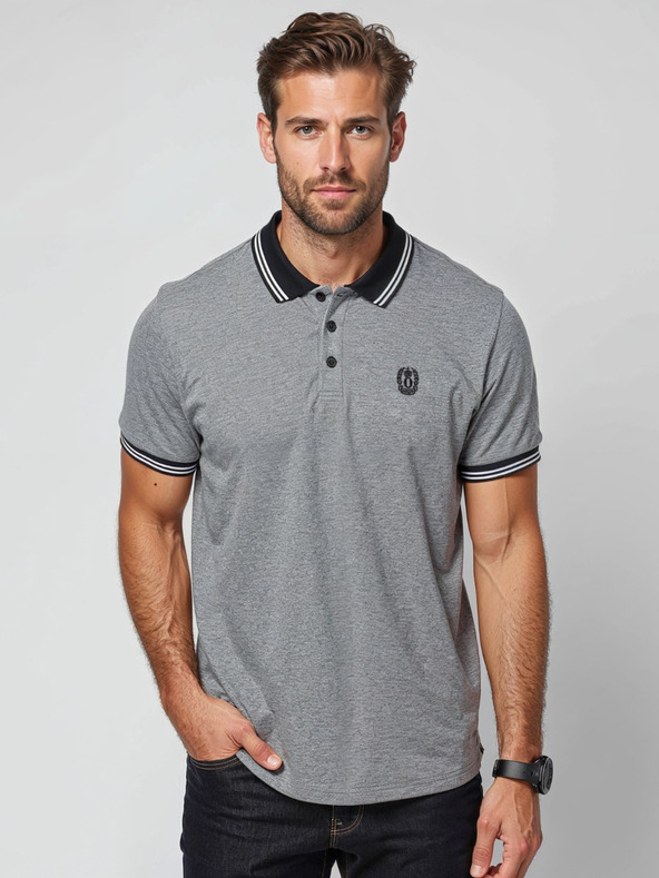 Ombre Clothing Črna moška črtasta polo majica Ombre Clothing