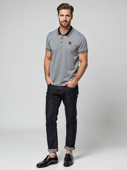 Ombre Clothing Črna moška črtasta polo majica Ombre Clothing