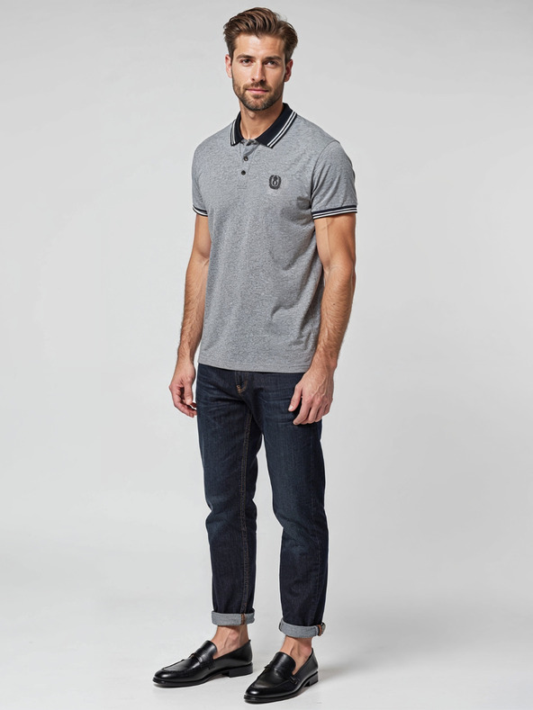 Ombre Clothing Črna moška črtasta polo majica Ombre Clothing
