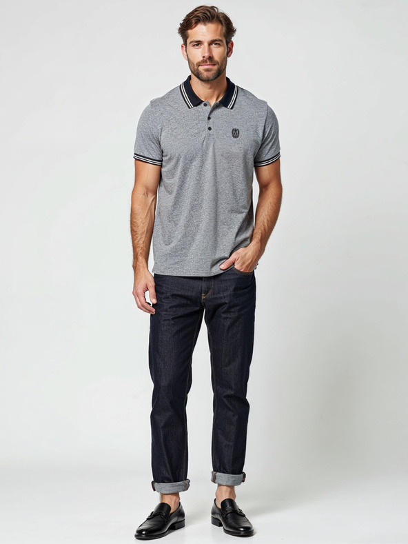 Ombre Clothing Črna moška črtasta polo majica Ombre Clothing
