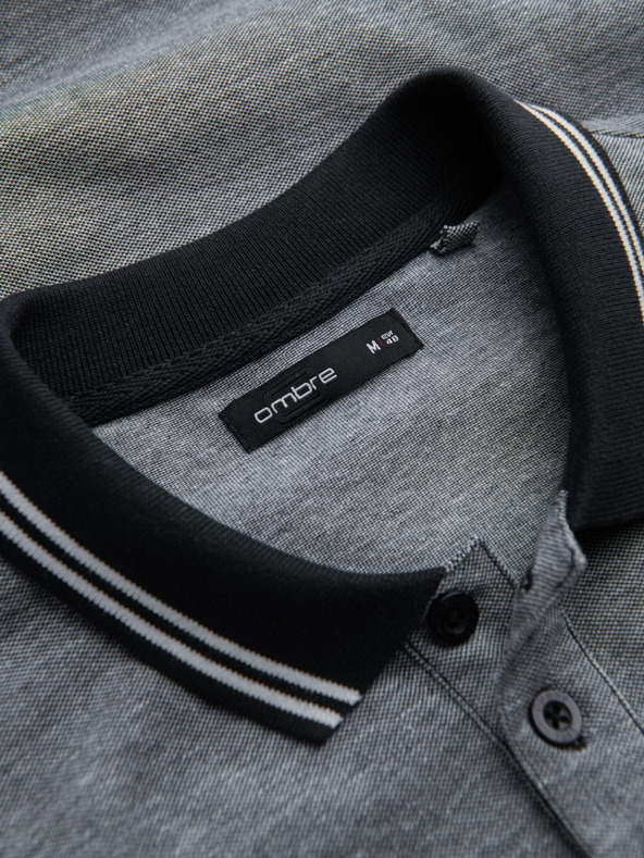 Ombre Clothing Črna moška črtasta polo majica Ombre Clothing