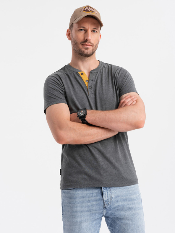 Ombre Clothing Siva moška majica z okroglim vratom Ombre Clothing