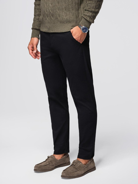 Ombre Clothing Črne moške hlače chino z okrasnim pasom Ombre Clothing