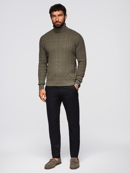 Ombre Clothing Črne moške hlače chino z okrasnim pasom Ombre Clothing