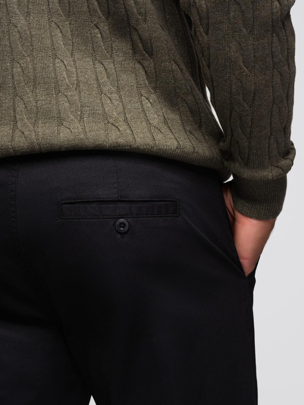 Ombre Clothing Črne moške hlače chino z okrasnim pasom Ombre Clothing