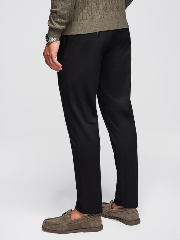 Ombre Clothing Črne moške hlače chino z okrasnim pasom Ombre Clothing