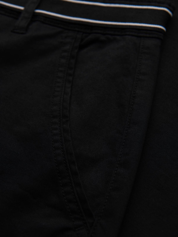 Ombre Clothing Črne moške hlače chino z okrasnim pasom Ombre Clothing