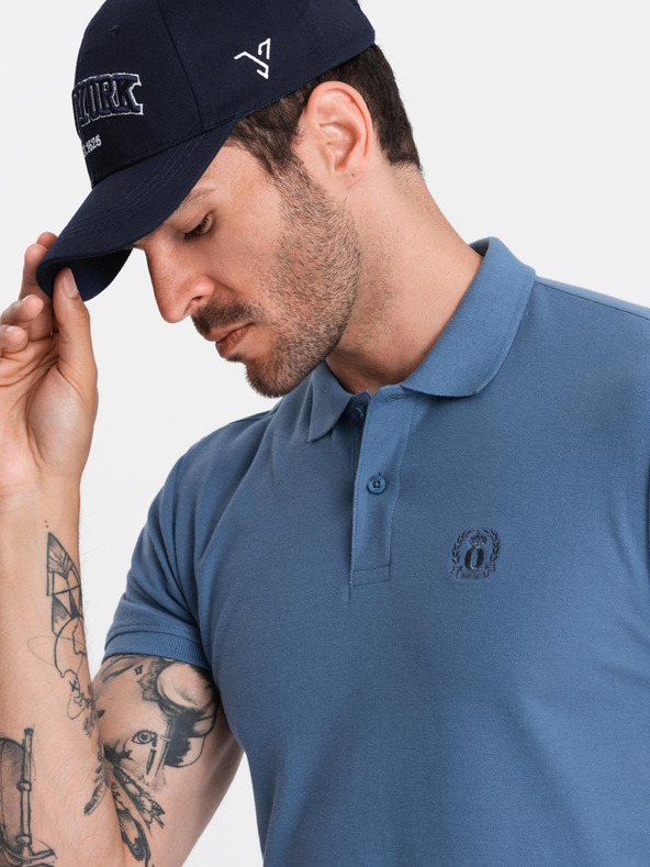 Ombre Clothing Modra moška osnovna polo majica Ombre Clothing