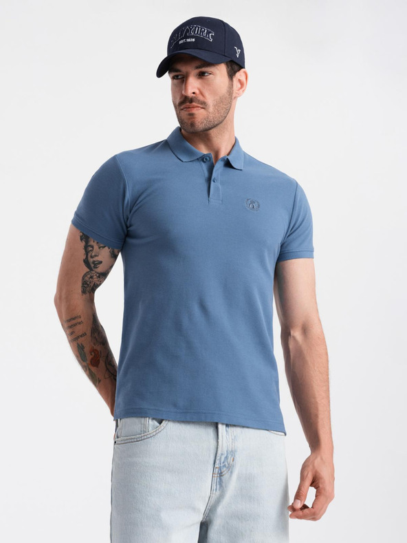 Ombre Clothing Modra moška osnovna polo majica Ombre Clothing