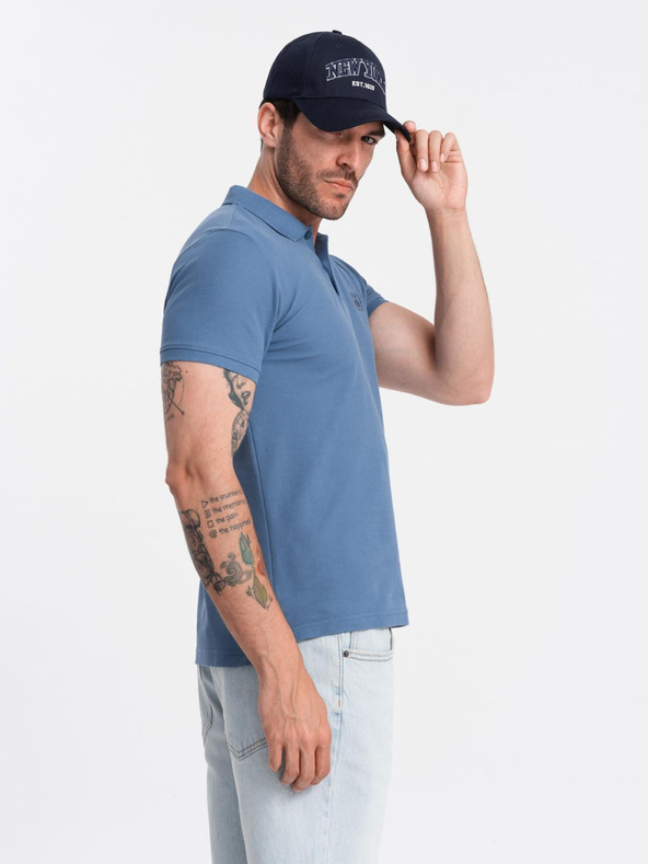 Ombre Clothing Modra moška osnovna polo majica Ombre Clothing
