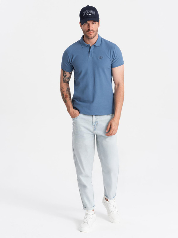 Ombre Clothing Modra moška osnovna polo majica Ombre Clothing