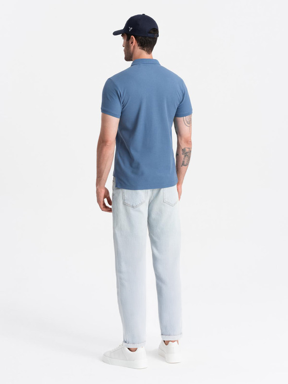 Ombre Clothing Modra moška osnovna polo majica Ombre Clothing