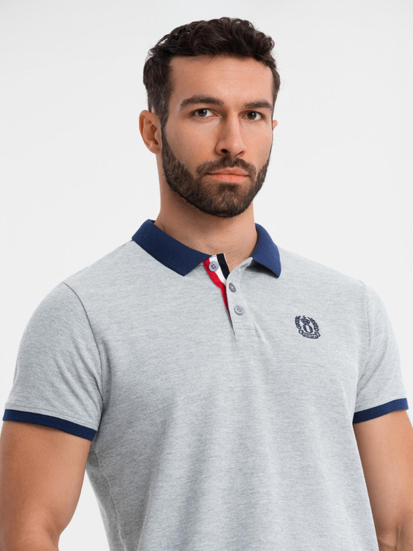 Ombre Clothing Siva moška polo majica Ombre Clothing