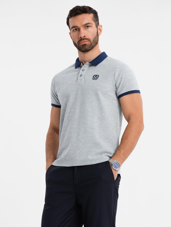 Ombre Clothing Siva moška polo majica Ombre Clothing