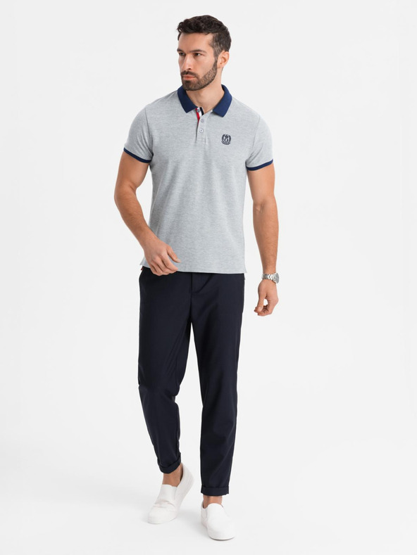 Ombre Clothing Siva moška polo majica Ombre Clothing