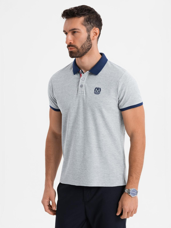 Ombre Clothing Siva moška polo majica Ombre Clothing