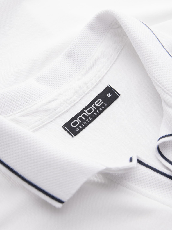 Ombre Clothing Bela moška polo majica brez gumbov Ombre Clothing