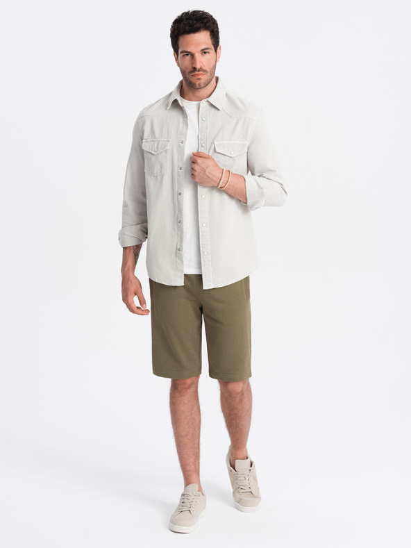 Ombre Clothing Zelene moške osnovne športne hlače Ombre Clothing