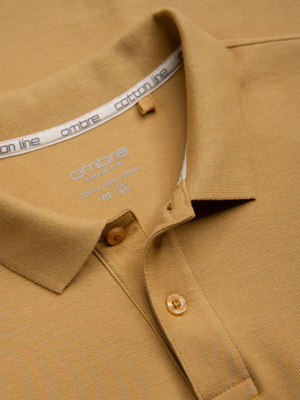 Ombre Clothing Gorčična moška osnovna polo majica Ombre Clothing