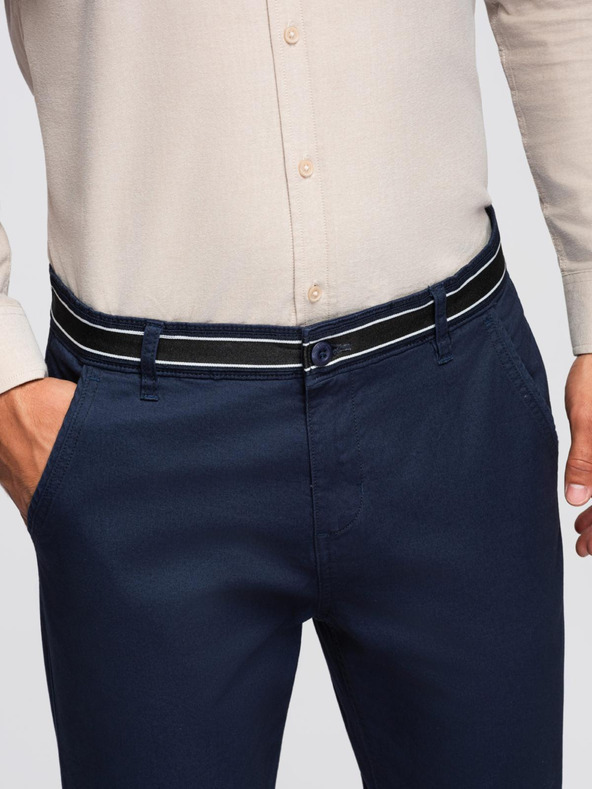 Ombre Clothing Temno modre moške hlače chino z okrasnim pasom Ombre Clothing