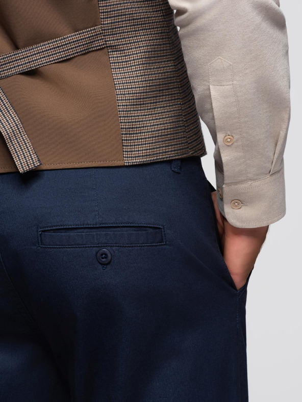 Ombre Clothing Temno modre moške hlače chino z okrasnim pasom Ombre Clothing