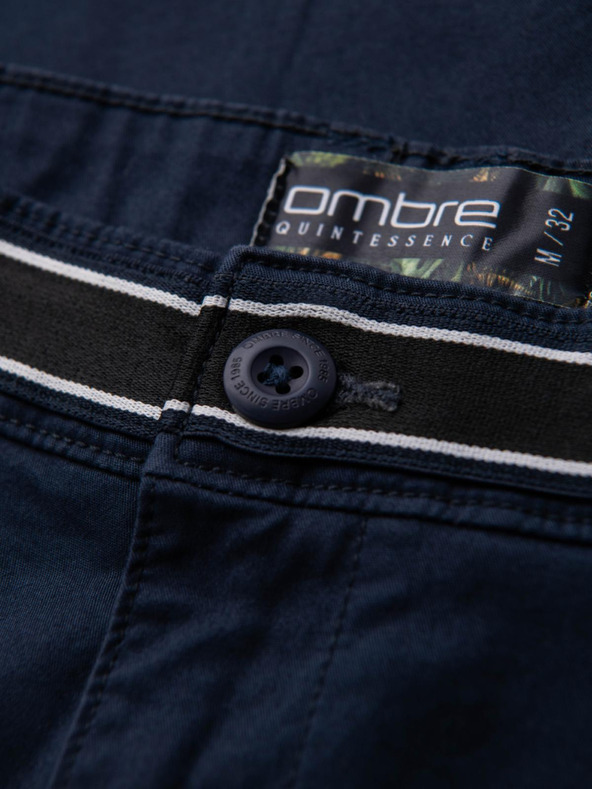 Ombre Clothing Temno modre moške hlače chino z okrasnim pasom Ombre Clothing
