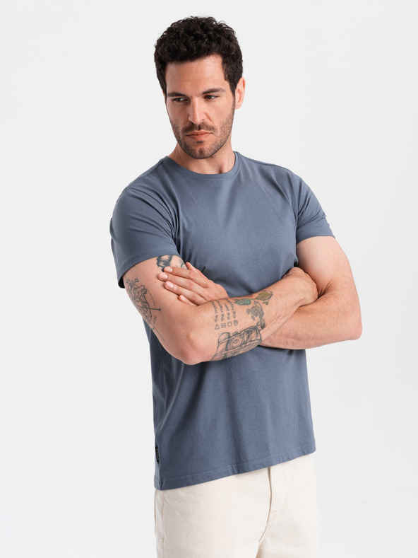 Ombre Clothing Modra moška osnovna majica Ombre Clothing