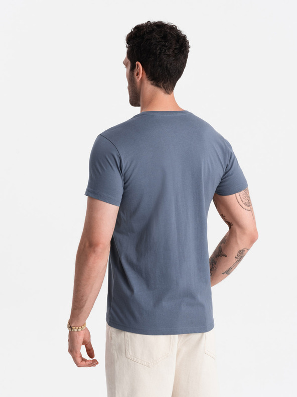 Ombre Clothing Modra moška osnovna majica Ombre Clothing