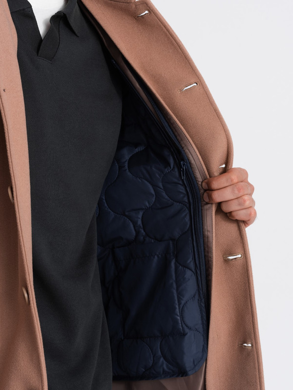 Ombre Clothing Moški enoramelni plašč z ovratnikom in spodnjim delom plašča Ombre oblačila