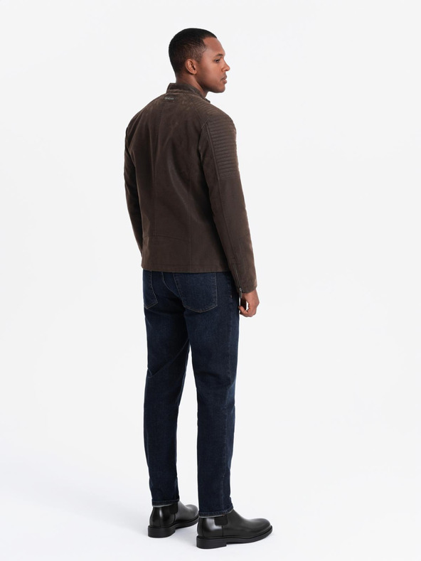 Ombre Clothing Moška retro motoristična jakna s pokončnim ovratnikom Ombre Clothing V1 OM-JAFL-0197