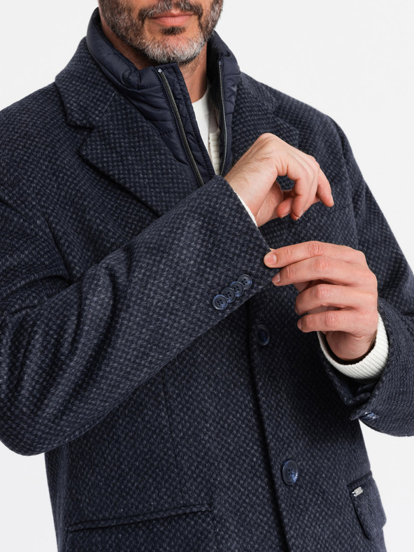 Ombre Clothing Moški volneni plašč brez gumbov Ombre Clothing V1 OM-COWC-0121