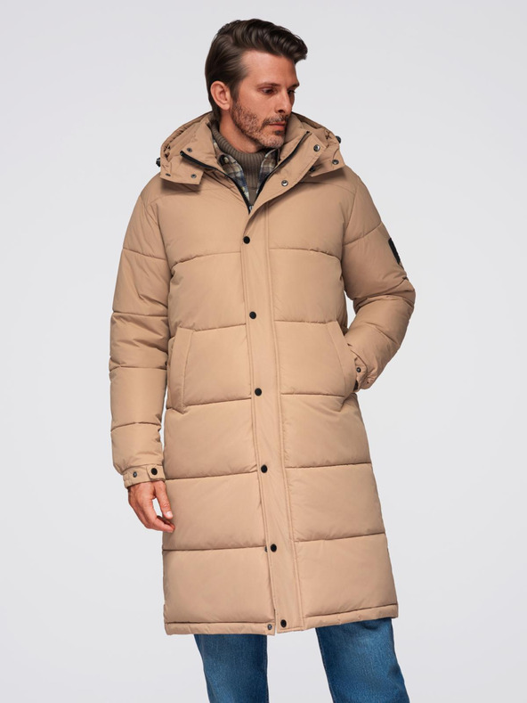 Ombre Clothing Moška prešita dolga jakna parka s snemljivo kapuco Ombre Clothing