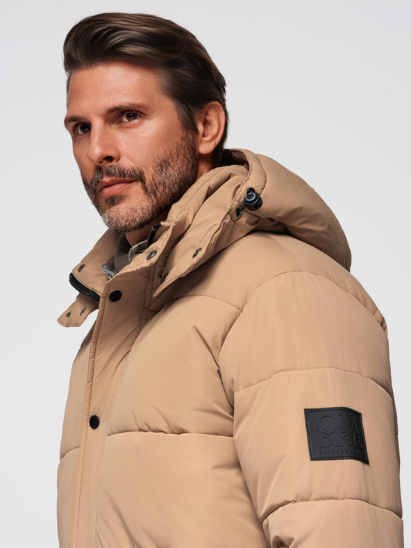 Ombre Clothing Moška prešita dolga jakna parka s snemljivo kapuco Ombre Clothing