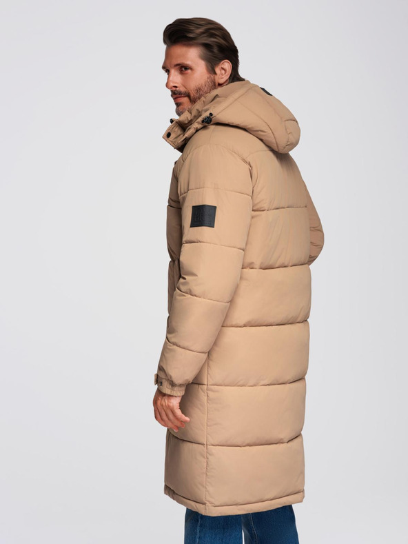 Ombre Clothing Moška prešita dolga jakna parka s snemljivo kapuco Ombre Clothing