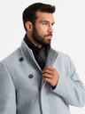 Ombre Clothing Moška jakna parka z visokim ovratnikom in asimetričnim zapenjanjem siva Ombre oblačila