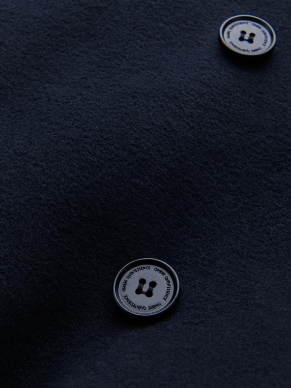 Ombre Clothing Moški asimetrični plašč z visokim ovratnikom temno modre barve Ombre oblačila