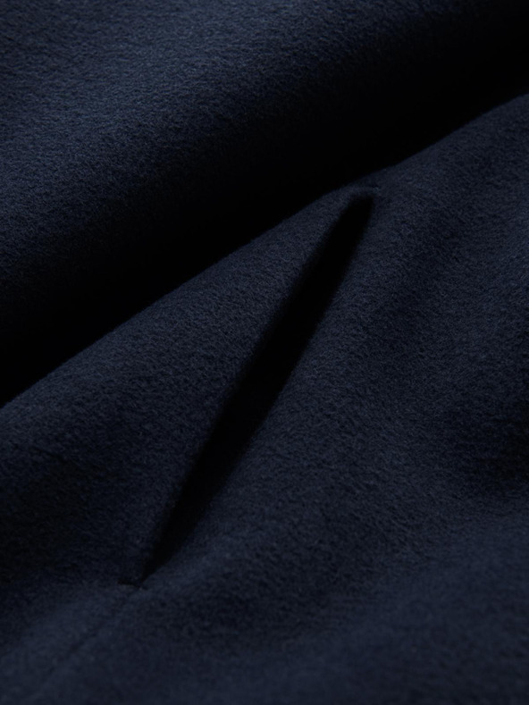 Ombre Clothing Moški asimetrični plašč z visokim ovratnikom temno modre barve Ombre oblačila