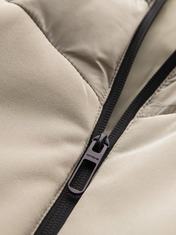 Ombre Clothing Moška prešita jakna z visokim ovratnikom bež barve Ombre Clothing