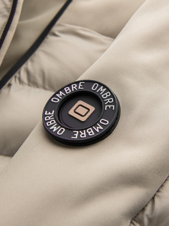 Ombre Clothing Moška prešita jakna z visokim ovratnikom bež barve Ombre Clothing