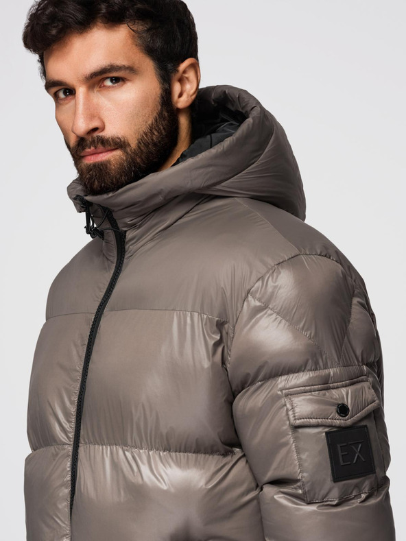 Ombre Clothing Moška topla jakna z rebrastimi zaključki Ombre Clothing