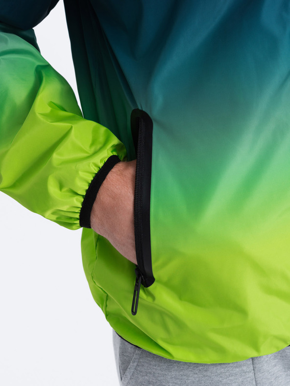 Ombre Clothing Zelena in bencinska moška športna jakna Ombre Clothing