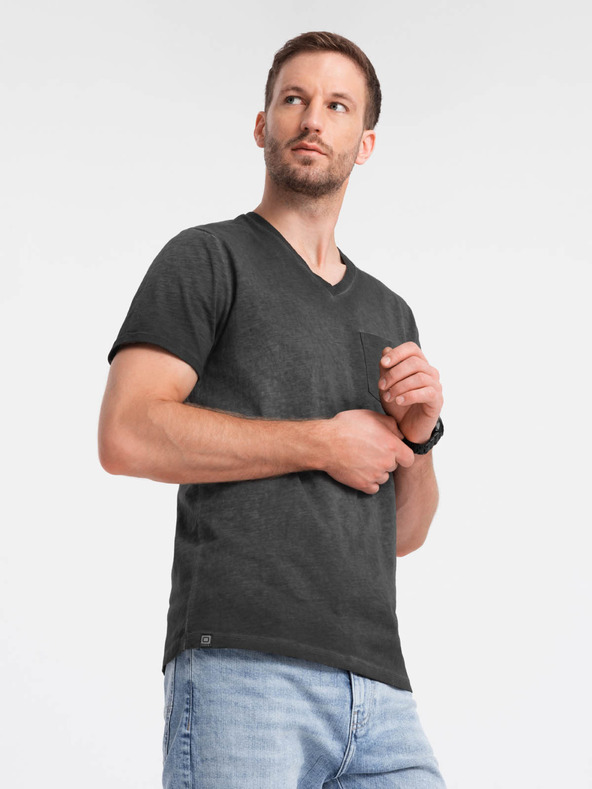 Ombre Clothing Črna moška črtasta majica Ombre Clothing