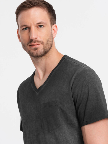 Ombre Clothing Črna moška črtasta majica Ombre Clothing