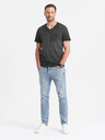Ombre Clothing Črna moška črtasta majica Ombre Clothing