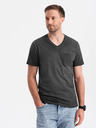 Ombre Clothing Črna moška črtasta majica Ombre Clothing