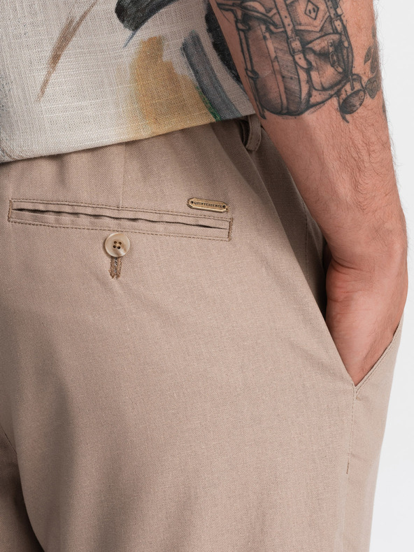 Ombre Clothing Svetlo rjave moške hlače chino s platnom Ombre Clothing