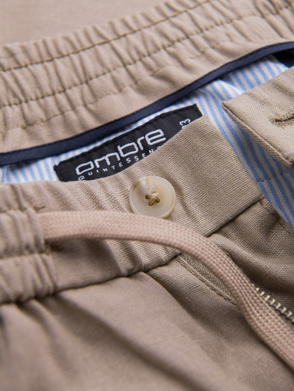 Ombre Clothing Svetlo rjave moške hlače chino s platnom Ombre Clothing