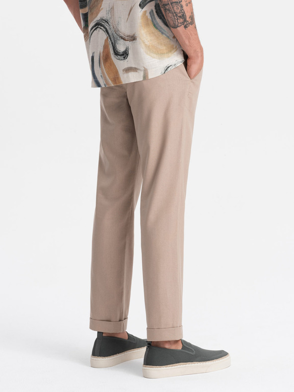 Ombre Clothing Svetlo rjave moške hlače chino s platnom Ombre Clothing